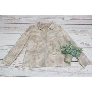 CHICOS Black Textured Zip Up Moto Jacket Coat Blazer Mauve Multi Color Size 1